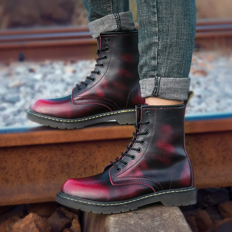 

Genuine Leather Men Classic Style Martin Boots Europe And America Combat Boots Trend Large Size Tube Leather Boots Shoes