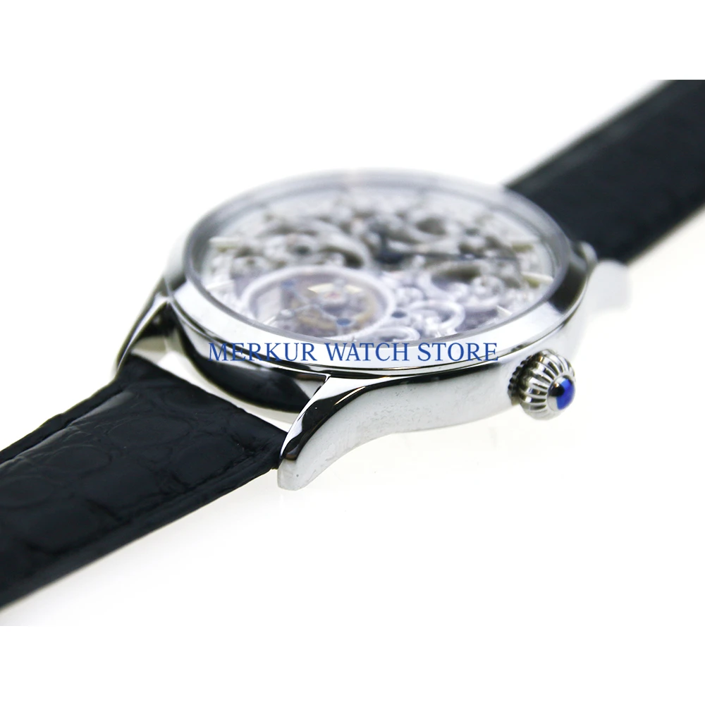 

Sugess Mens Watch Flying Mechanical Seagull ST800K Tourbillon Movement Full Skelenton Luxury Dress