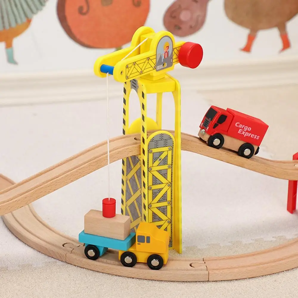 Magnetic Tower Crane City Traffic Scene Model Wooden Trains Track Accessories | Игрушки и хобби