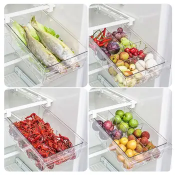 

Refrigerator Drawer 1/4/8 Compartment PET Organizer Bin Transparent Fridge Storage Bin Containers For Pantry Freezer