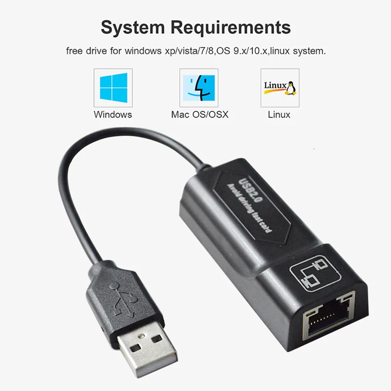 USB Ethernet адаптер USB 2,0 к RJ45 10/100 Мбит/с сетевая карта LAN USB сетевой адаптер Lan RJ45 карта для ПК ноутбука Win7 Andriod