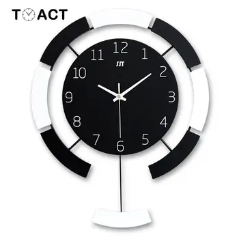 

Swing Wall Clock Modern Design Wooden Living Room Mute Clock European Minimalist Creative Quartz Clocks Fashion Decorative Gift