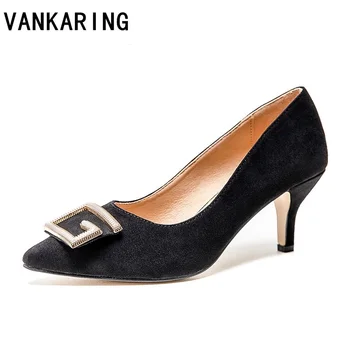 

new spring summer shoes woman pumps faux suede leather high heels fashion slip on classics shoes woman dress party pumps woman