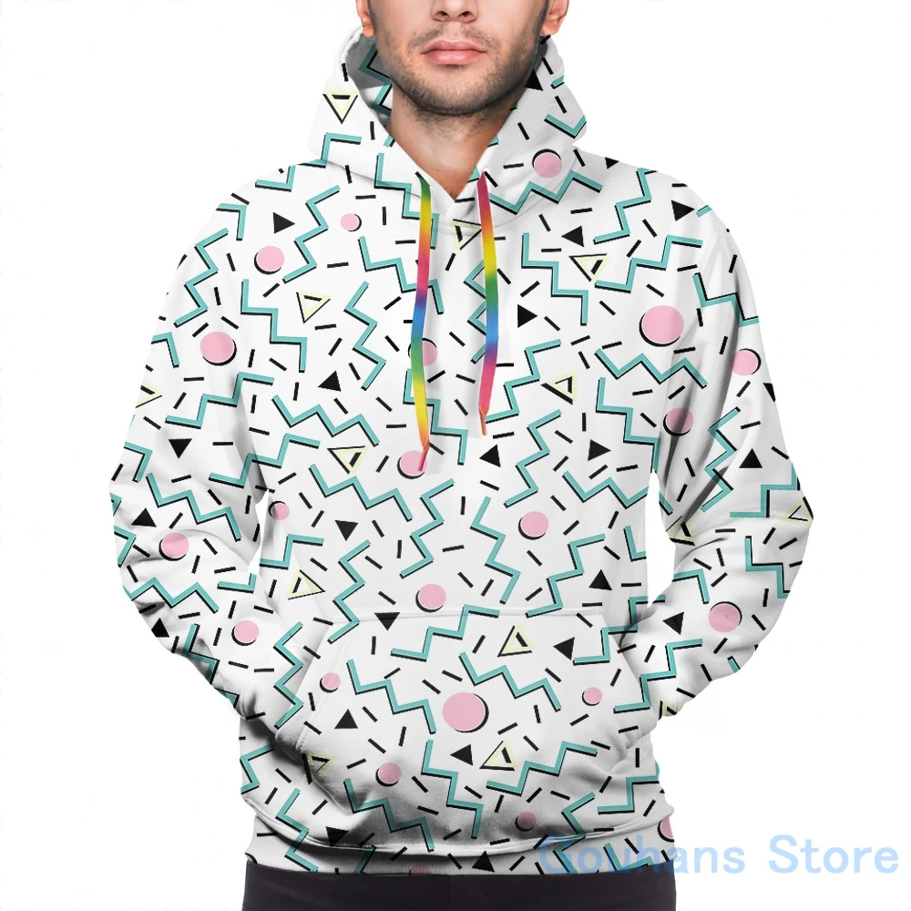 Mens Hoodies Sweatshirt for women Back to the 80s eighties funky memphis  pattern design (2) print Casual hoodie Streatwear