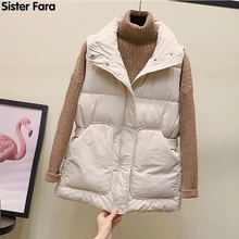 Sister Fara 2021 New Ladies Casual Waistcoat Female Sleeveless Long Vest Jacket Women's Down Cotton Body Warm Vest Coat Winter Sister Fara 2021 New Ladies Casual Waistcoat Female Sleeveless Long Vest Jacket Women's Down Cotton Body Warm Vest Coat Winter