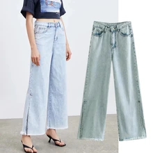 

Jenny&Dave Loose Wide Leg Denim Jeans England High Street Vintage Mom Jeans Woman High Waist Jeans Forking Size For Women