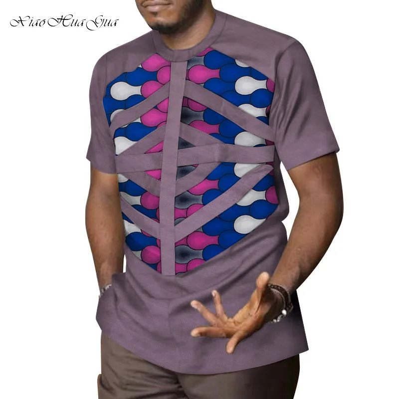 16 Mens African Clothing Dashiki Patchwork Print Shirt Tops Bazin Riche Casual Cotton Traditional African Clothing WYN958 - Цвет: 16