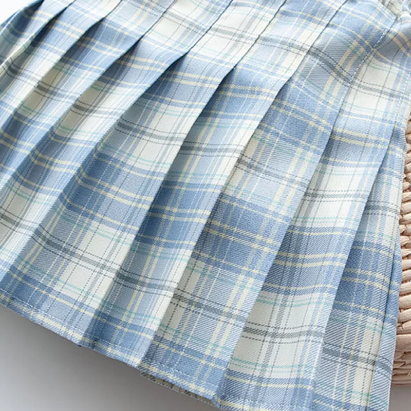 Fashion 4-12 Years Children Girls Pleated Skirts Kids College Style Student Performance Plaid Skirts For Girls Bottom Clothes