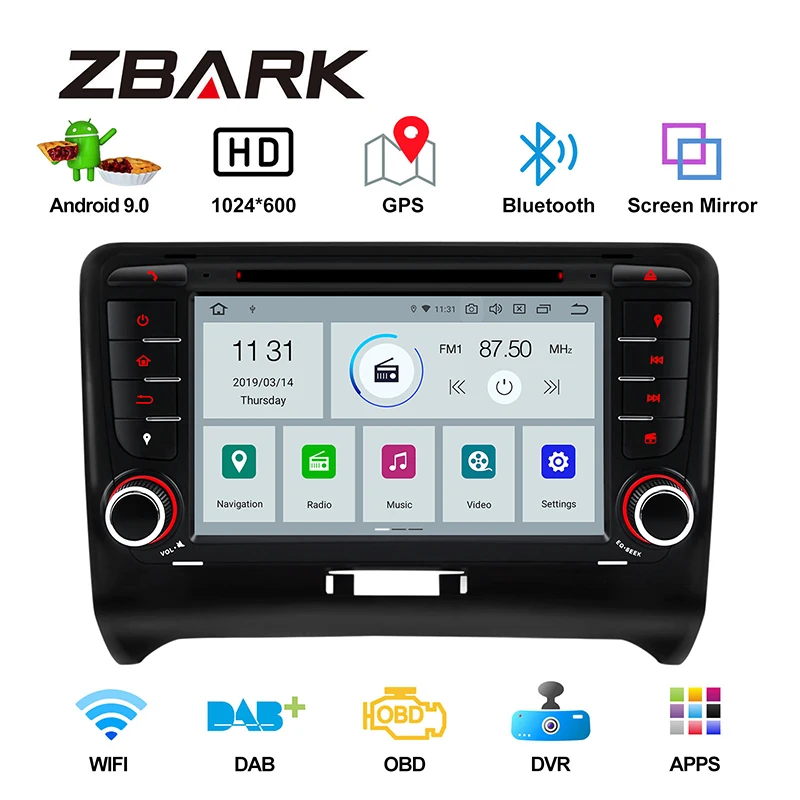 Discount 7 inch Android 9.0 Car DVD Player RAM 2GB 2 Din Car Multimedia Player Radio Gps Navi for Audi TT MK2 8J 2006-2012  YHTTPX3001 1