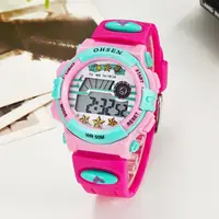 OHSEN Kids Sport Watches 50M Waterproof Red Cartoon Digital Wristwatch Stopwatch Electronic LED Children Watch For Boys Girls 2