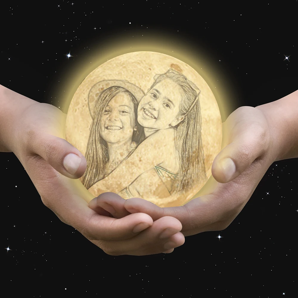 15cm/5.9in Moon Night Light 3D Printed Moon Globe Lamp 2 Colors Glowing Moon Lamp With Stand Dimmable Touch Control USB Charging