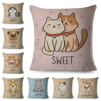 

Nordic Style Cute Caroon Pet Cat Cushion Cover Decor Lovely Animal Cat Pillow case for Sofa Home Car Monkey Pillowcase 45x45cm