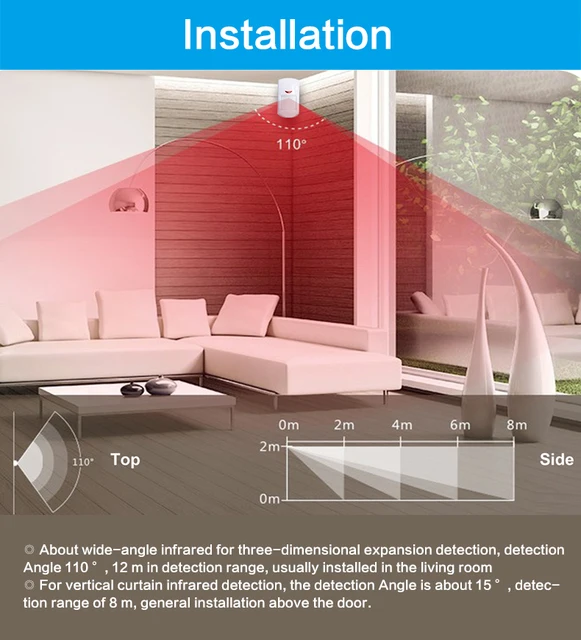 Wireless 433MHz EV1527 Mini PIR Motion Sensor & Alarm Detector Infrared Sensor PIR Sensor Motion Detector for Home Alarm System 3