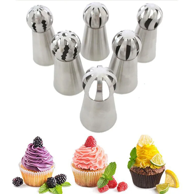 

5/6/9PCS/Set Russian Flower Icing Piping Nozzles Stainless Steel Torch Mouth Cream Squeezing Pastry Tips Cake Decorating Tools