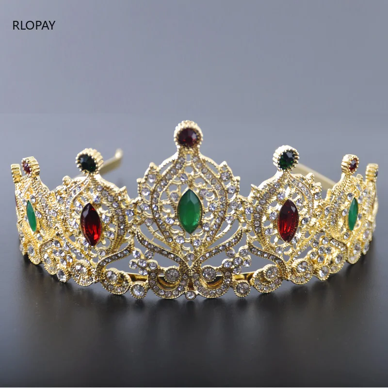 Блестящая корона принцессы в золотом арабском королевском Тиара для женщин, модные свадебные головные уборы
