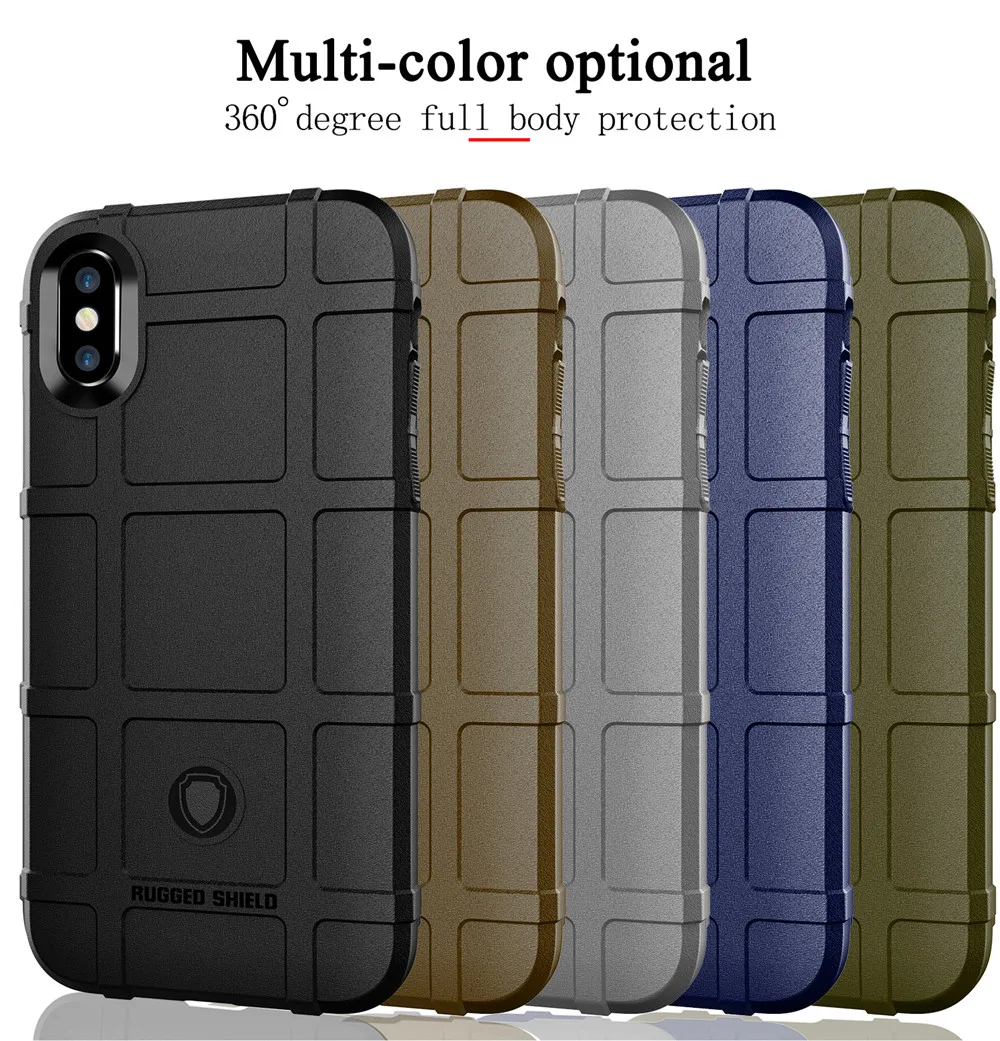 

for IPhone 6 6S 7 8 PlusRugged Shield Non-Slip Texture Armor Case for IPhone X XR XS MAX Full Body Protection Shockproof Case