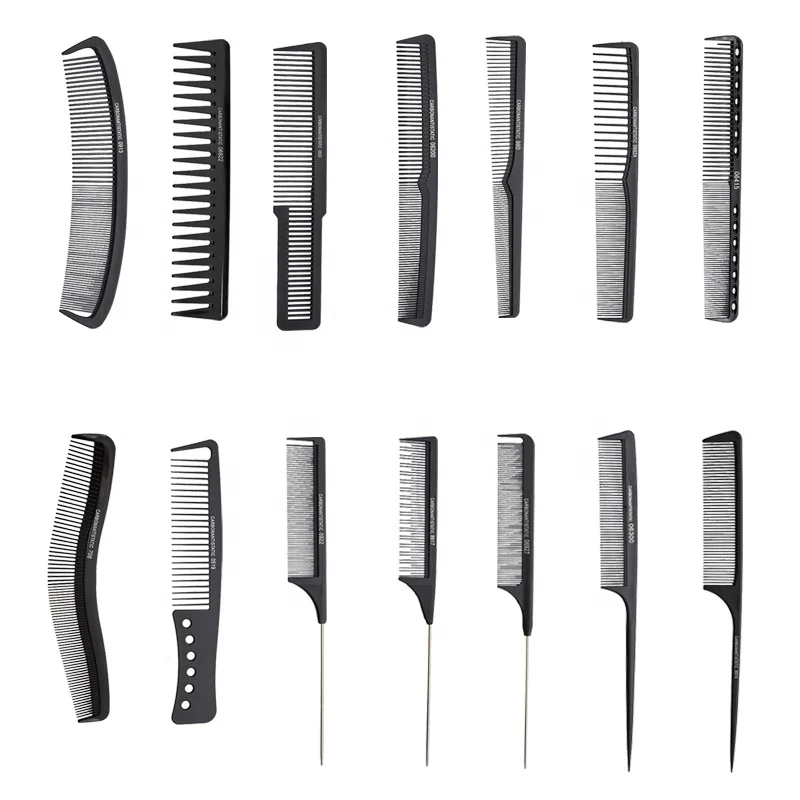 Barbershop High Quality Black Straight Hair Combs Salon Hairdressing Antistatic Carbon Fiber Comb For Barber Hair Cutting Tools