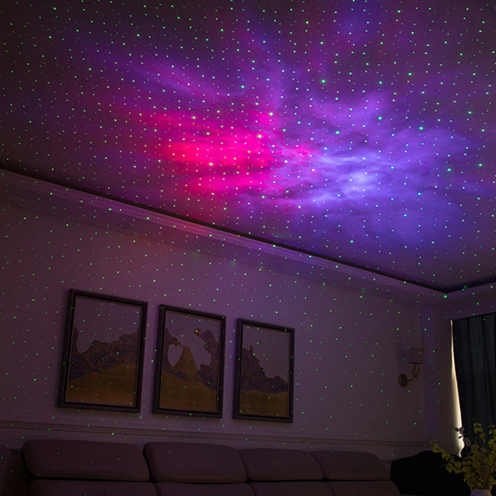 Laser Galaxy Starry Sky Projector Rotating Water Waving Night Light Led Colorful Nebula Cloud Lamp Atmospher Bedroom Beside Lamp 2