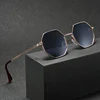 Higodoy-Gafas De Sol De Metal con forma De polígono para hombre y mujer, lentes De Sol De marca lujosa, Estilo Vintage, Octágono ► Foto 1/6