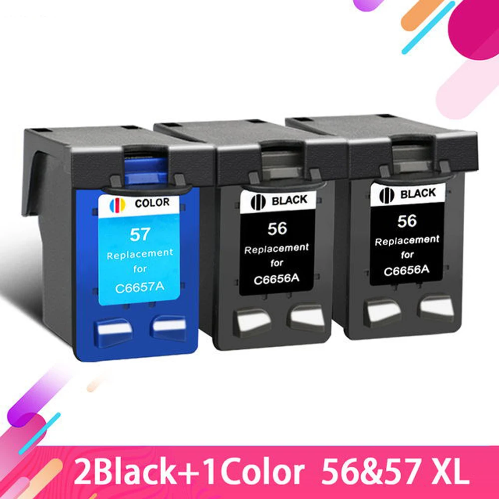 3PK(2 черный, 1 Цвет) картридж совместимый для hp 56 57 hp 56 hp 57 56XL 57XL с чернилами hp Deskjet 2100 220 450 5510 5550 5552 7150 принтер