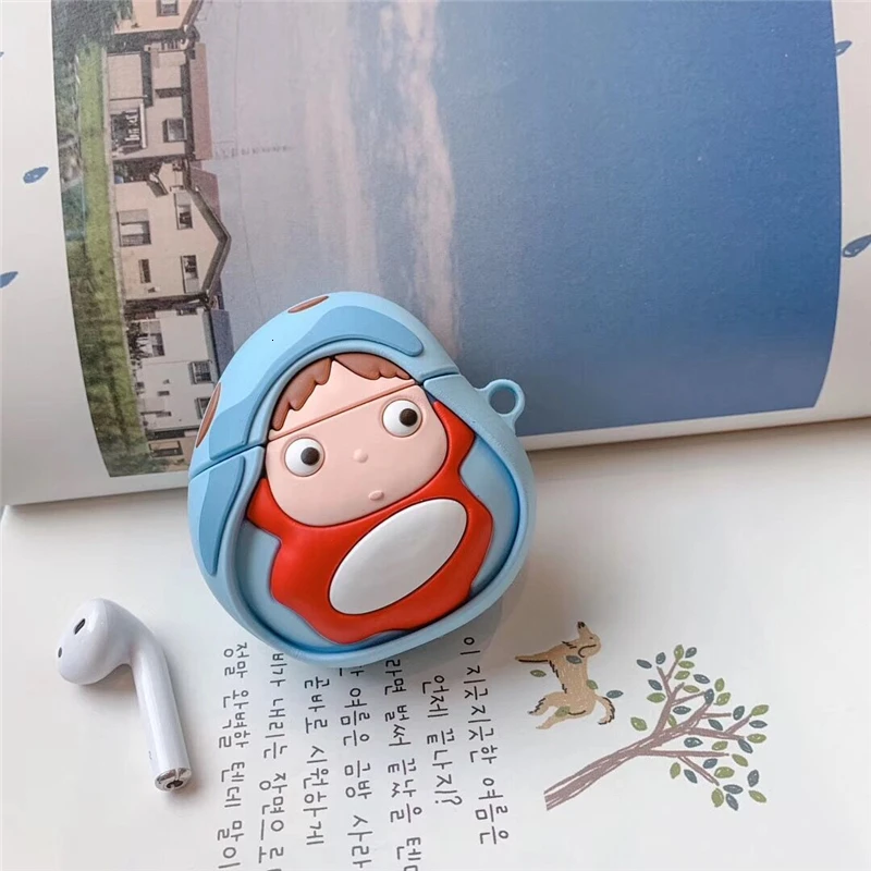 Для Airpods защитный чехол 3D милый мультфильм Ponyo беспроводной Bluetooth наушники для Apple