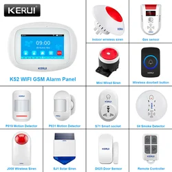 KERUI Home Security K52 WIFI GSM Alarm Systems 4.3 Inch TFT Color Display Wireless Burglar Smart Alarm System PIR Motion Sensor