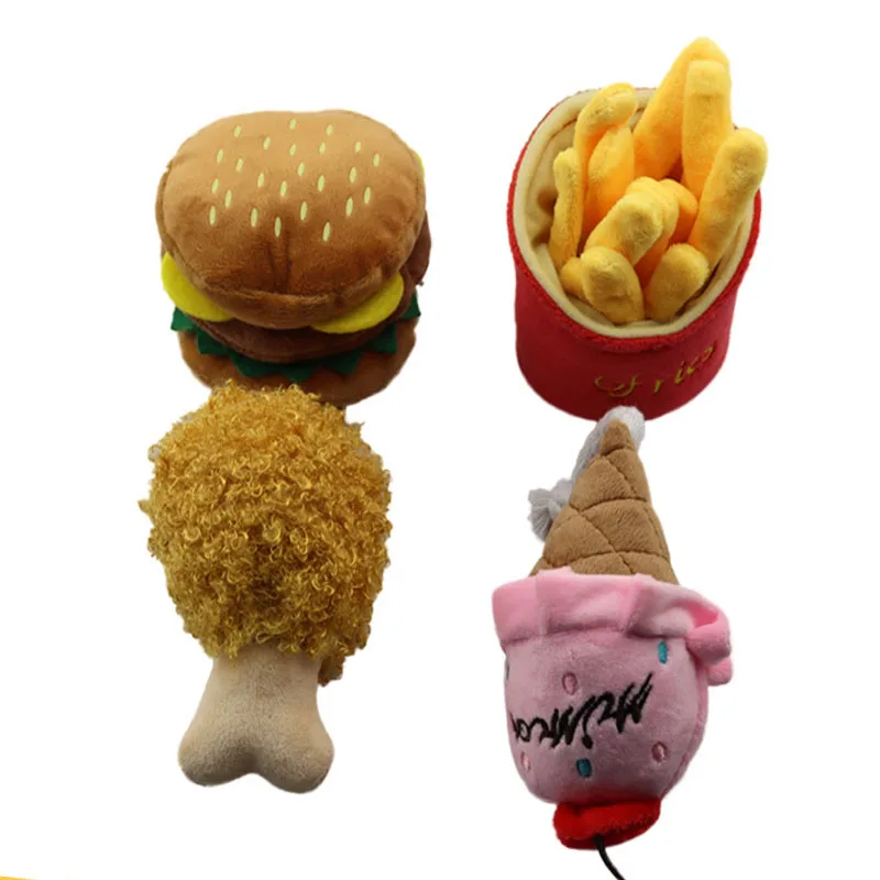 

1PC Dog Chew Toy Separate combination Food Toy With Sound Hamburger Chicken Leg French Fries Pet Toy
