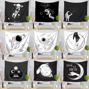 

Psychedelic Tapestry Constellation Astronaut Moon Space Witch Pattern Tapestry Wall Hanging Polyester Fabric Wall Decor Home