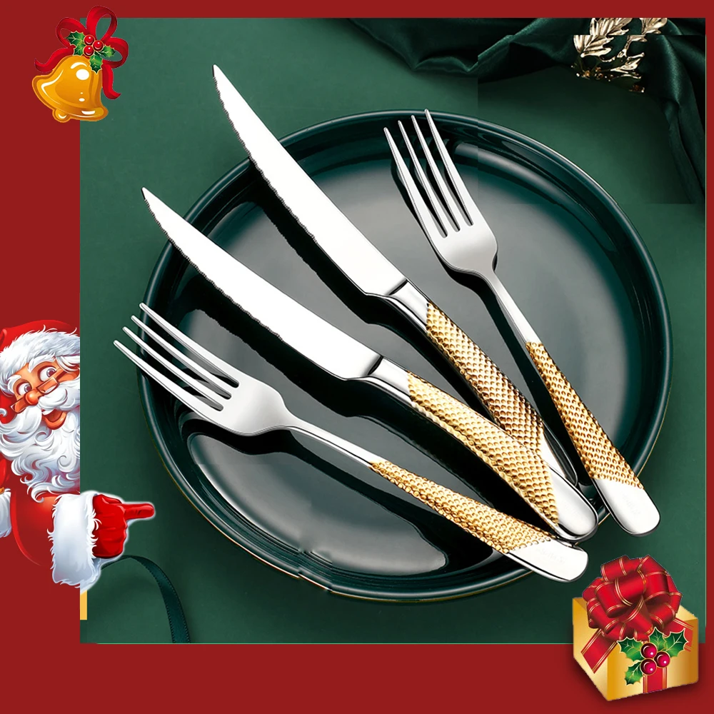 Cutlery Set Stainless Steel Cutlery Set Home Tableware Cutlery Set Golden Cutlery Stainless Steel Dinnerware Set Silverware Complete Fork Spoons Knives