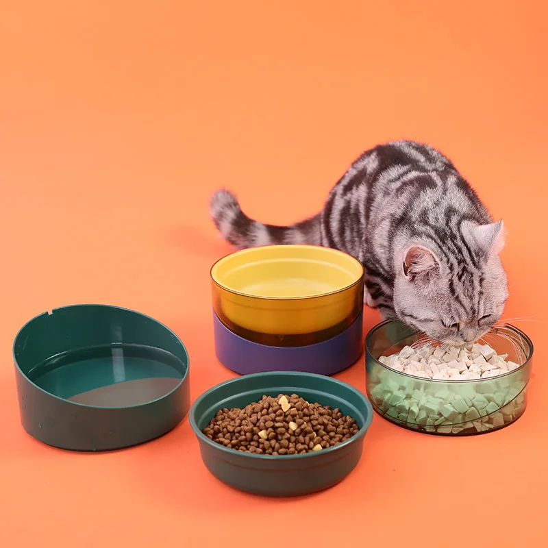HOOPET 2 In 1 Cat Bowls Food Water Feeder 3pcs Set Round Pet Bowls