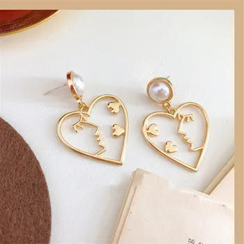 

Fashion minimalist style heart stud earrings gifts temperament Simple geometric shape Pearl Earrings women Accessories Jewelry
