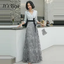 Это Yiiya вечерние платья серое элегантное с кисточками длинное вечернее платье с v-образным вырезом на молнии размера плюс вечерние платья robe de soiree LF087