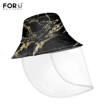 

Forudesigns Art Marble Pattern Summer Women Men Adults Bucket Cap Beach Outdoor Fisherman Hat Removable Anti Dust Shield Cover