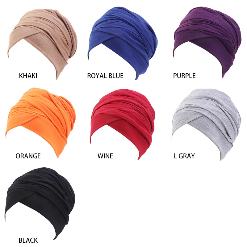 Женский хлопковый головной убор шапки длинный платок головной убор тюрбан soild Warp Hair тюрбан в африканском стиле женские аксессуары для волос