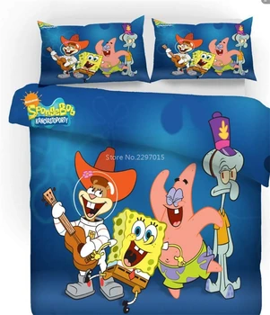 

New Design Spongebob Character Printed Duvet Cover Set Adult Kids Cute Cartoon 3d Bedding Set Twin Full Queen King Free Shipping