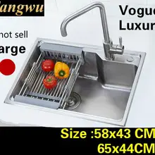 Кухонная посуда, одиночная корыта, раковина, высокое качество, 304 нержавеющая сталь,, большие 58x43/65x44 см