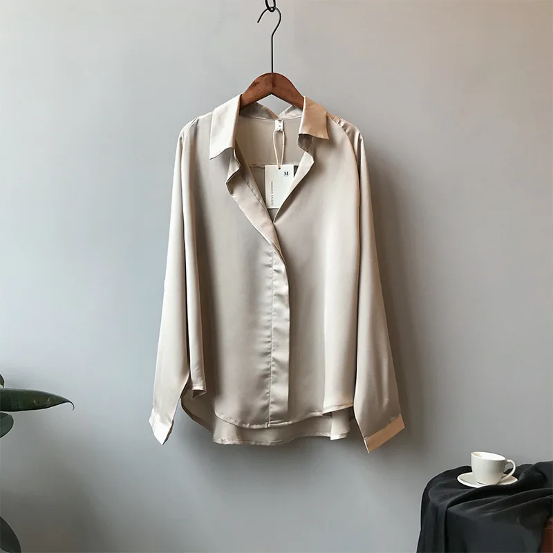 2019 Spring Women Fashion Long Sleeves Satin Blouse Vintage Femme V Neck Street Shirts Elegant Imitation Silk Blouse 5273 50 2019 Spring Women Fashion Long Sleeves Satin Blouse Vintage Femme V Neck Street Shirts Elegant Imitation Silk Blouse 5273 50