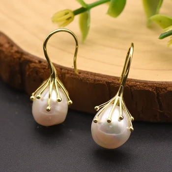 

GLSEEVO Real Fresh Water Pearl Earrings For Women Wedding Lovers Dangle Earrings Fashion Jewelry Boucles D'Oreille Femme GE0335C