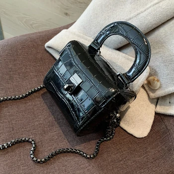 

Stone pattern Square Mini Tote bag 2020 New High Quality PU Leather Women's Designer Handbag Chain Shoulder Messenger Bag