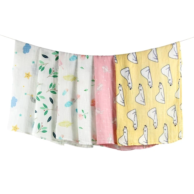 Organic Cotton/Bamboo Cotton Muslin Swaddles Wrap Burpy Towel Scarf Bibs Muslin Baby Blankets Newborn Diaper Pielucha 60*60cm 2