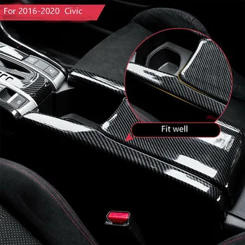 

3*ABS Black Carbon Fiber Interior Central Armrest Box Panel For Honda Civic 2016-2020 Brand New And High Quality
