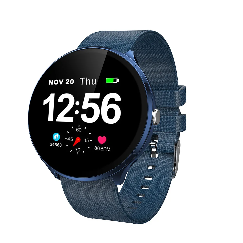 LEMFO Смарт часы Полный сенсорный экран из закаленного стекла монитор сердечного ритма водонепроницаемый спортивный трекер Смарт-часы для Android IOS - Цвет: Blue Denim