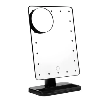 

Makeup Mirror Rectangular 20 LED Lighted Vanity Mirror Touch Screen Battery Powered With Magnification Spot Mirror (Black)