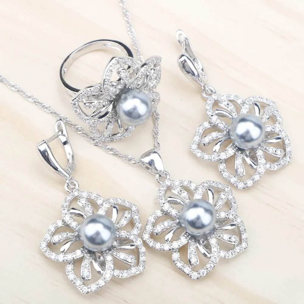 Женский комплект украшений из серебра 925 пробы серьги с натуральным жемчугом и