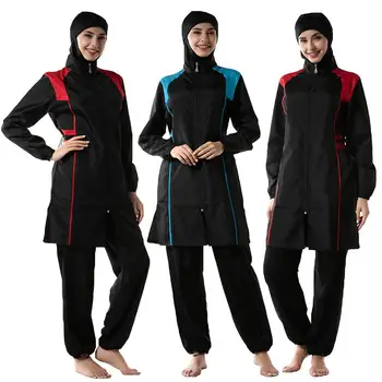 

3PCS Women Islamic Muslim Burkini Hijab Costume Modest Swimwear Beach Swimming Bathing Suit Swmisuit Arab Conservative Swim Set