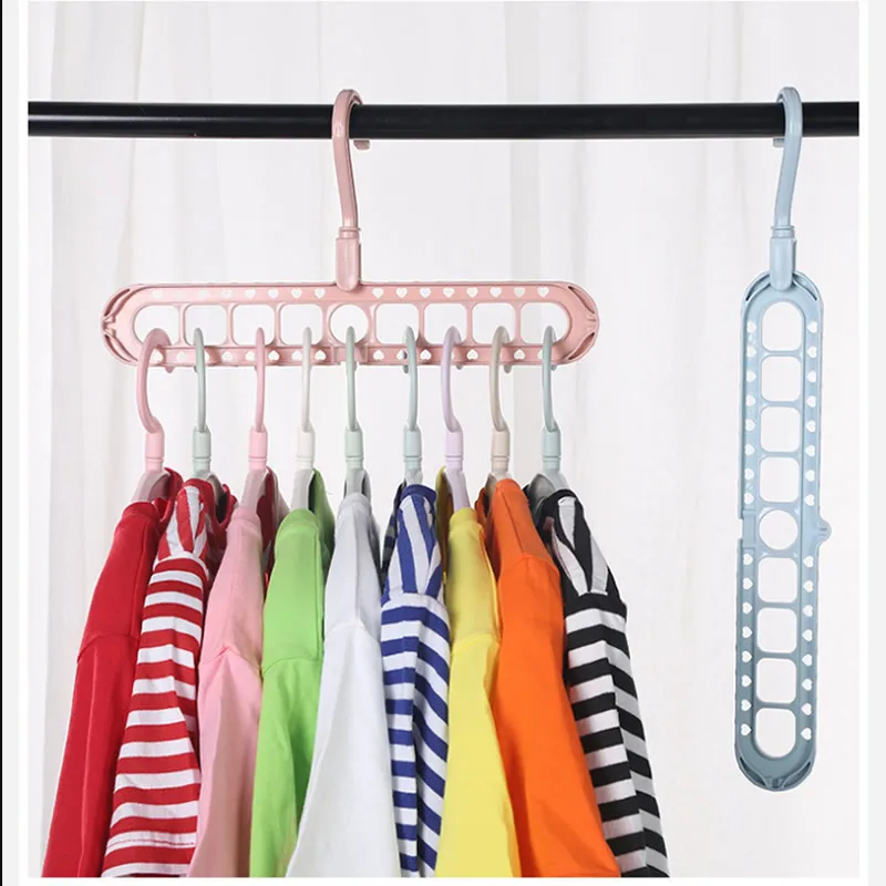 

Multifunction 9-hole 360 Rotating Folding Hanger Space Saving Wardrobe Drying Clothes Rack Home Bedroom Plastic Clothes Hangers