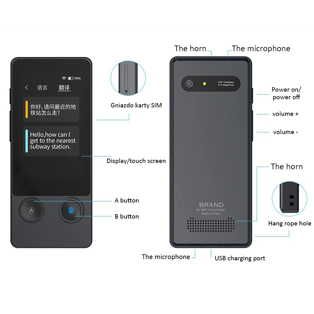 WOOASK W06 AI голосовой фото переводчик с 3,1 дюймовым контактным экраном 4G Wi-Fi 126 языков путешествия бизнес перевод