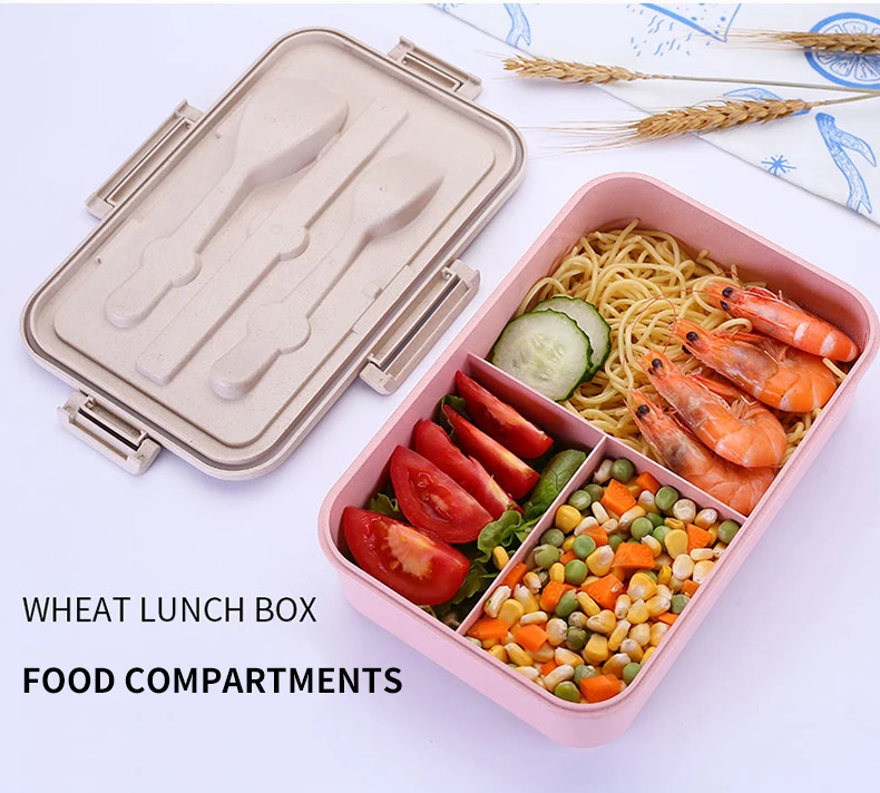 Японский стиль Пшеничная солома прочный Bento Box портативная Герметичная крышка посуда контейнер для еды многофункциональная походная посуда