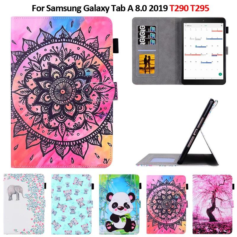 Кожаный чехол-кошелек для Samsung Galaxy Tab A 8 2019 T290 T295 с милым мультяшным рисунком чехол