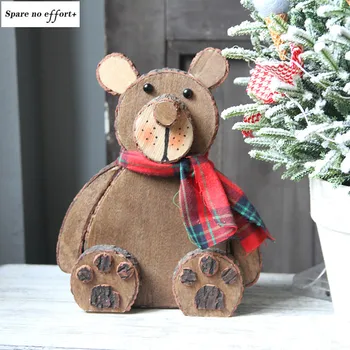 

Wooden Bear Christmas Decoration Front Desk Christmas 2020 Mini Christmas Ornaments Christmas Eve and New Year's Eve Decorations